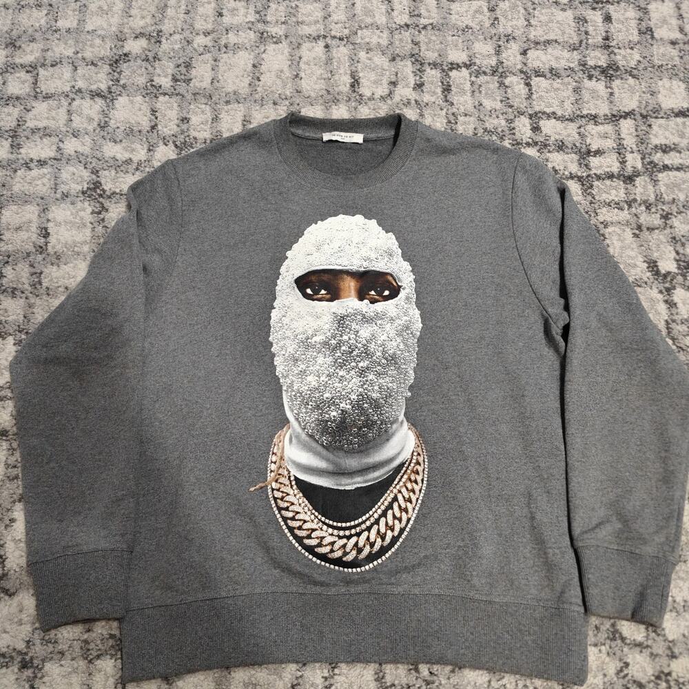 IH NOM UH NIT Paris Mask Graphic Sweatshirt Gray Mens Size M Crewneck Italy